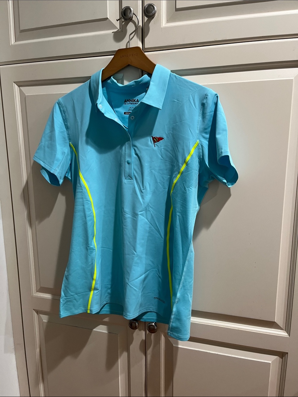 Cutter & Buck ANNIKA Light Aqua Polo with Pale Pink Accents